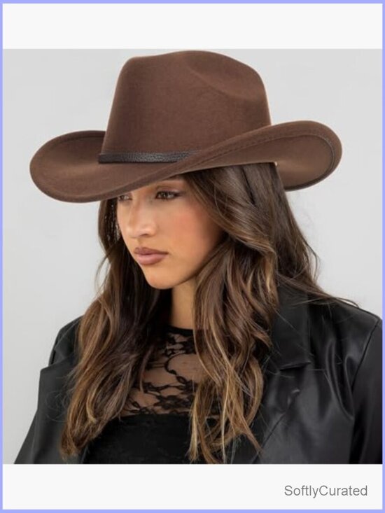 Classic Western Felt Cowboy Hat Wide Brim Belt Buckle Unisex main image 6